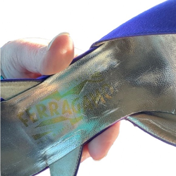 Salvatore Ferragamo Purple Satin Slingback Heels Vintage 9B - Picture 7 of 9